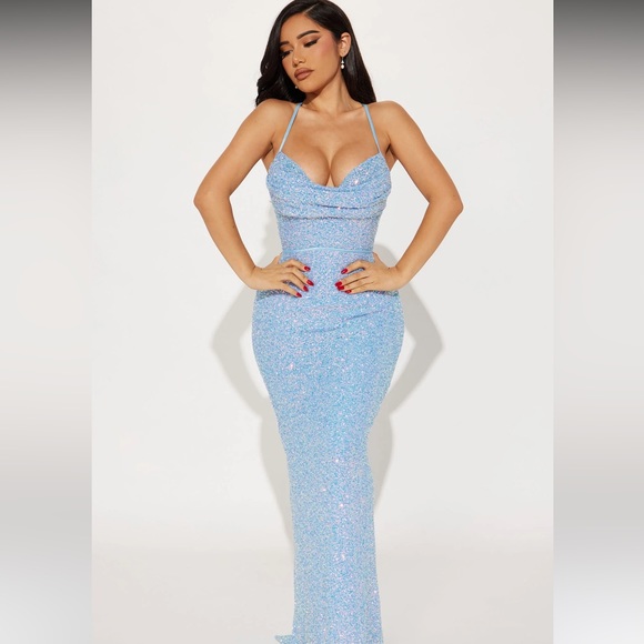 Light Blue Sequin gown - Picture 1 of 3